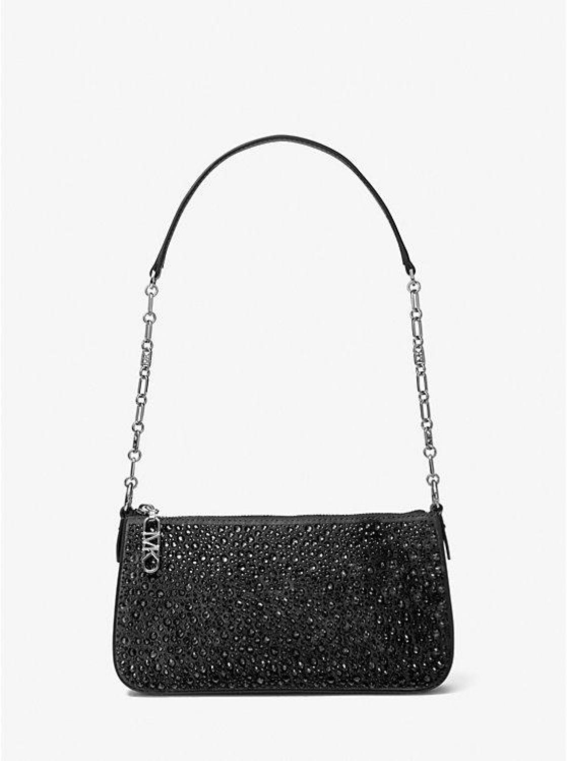Empire Medium Embellished Suede Chain-Link Pochette