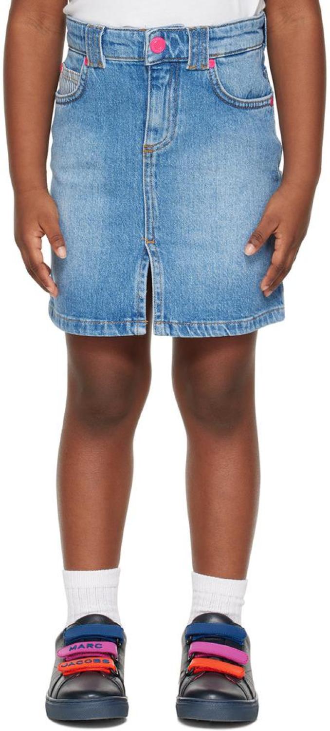 Kids Blue Patch Denim Skirt