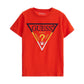 Big Boys Cotton Multicolor Embroidered Triangle Logo T-shirt