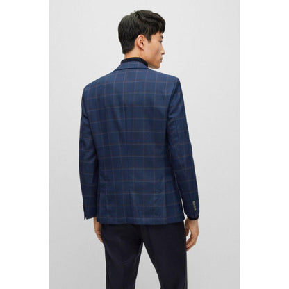Slim-fit jacket in checked stretch virgin wool