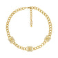 Cubic Zirconia Pave Station Lock Chain Necklace