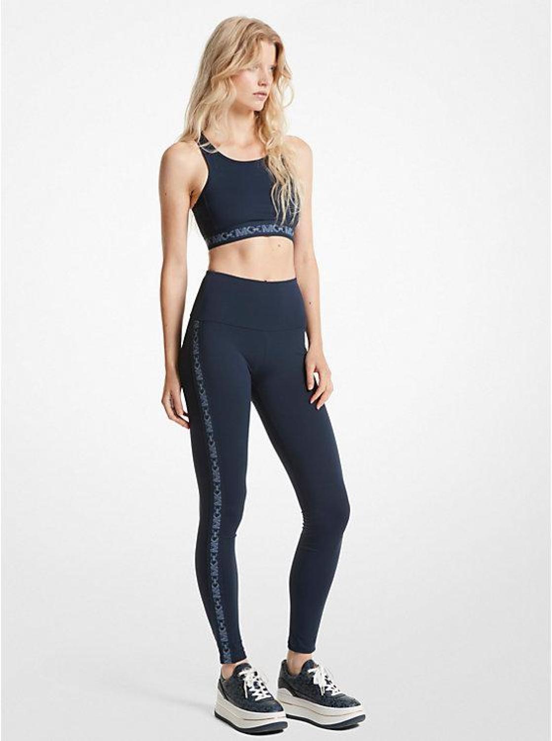 Recycled Nylon Blend Empire Logo Tape Leggings