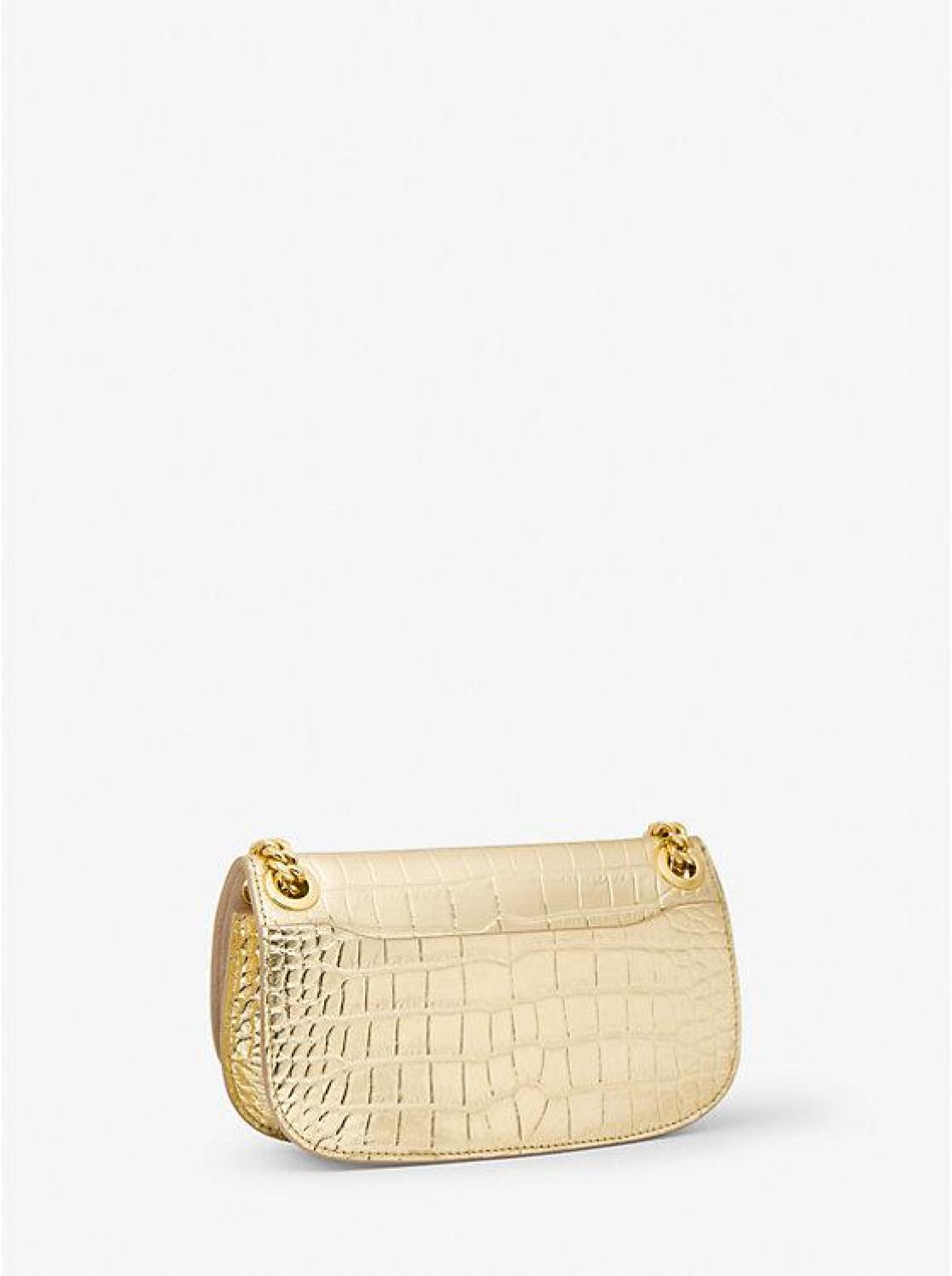 Christie Mini Metallic Crocodile Embossed Leather Envelope Bag