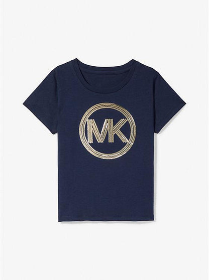 Sequined Logo Cotton T-Shirt