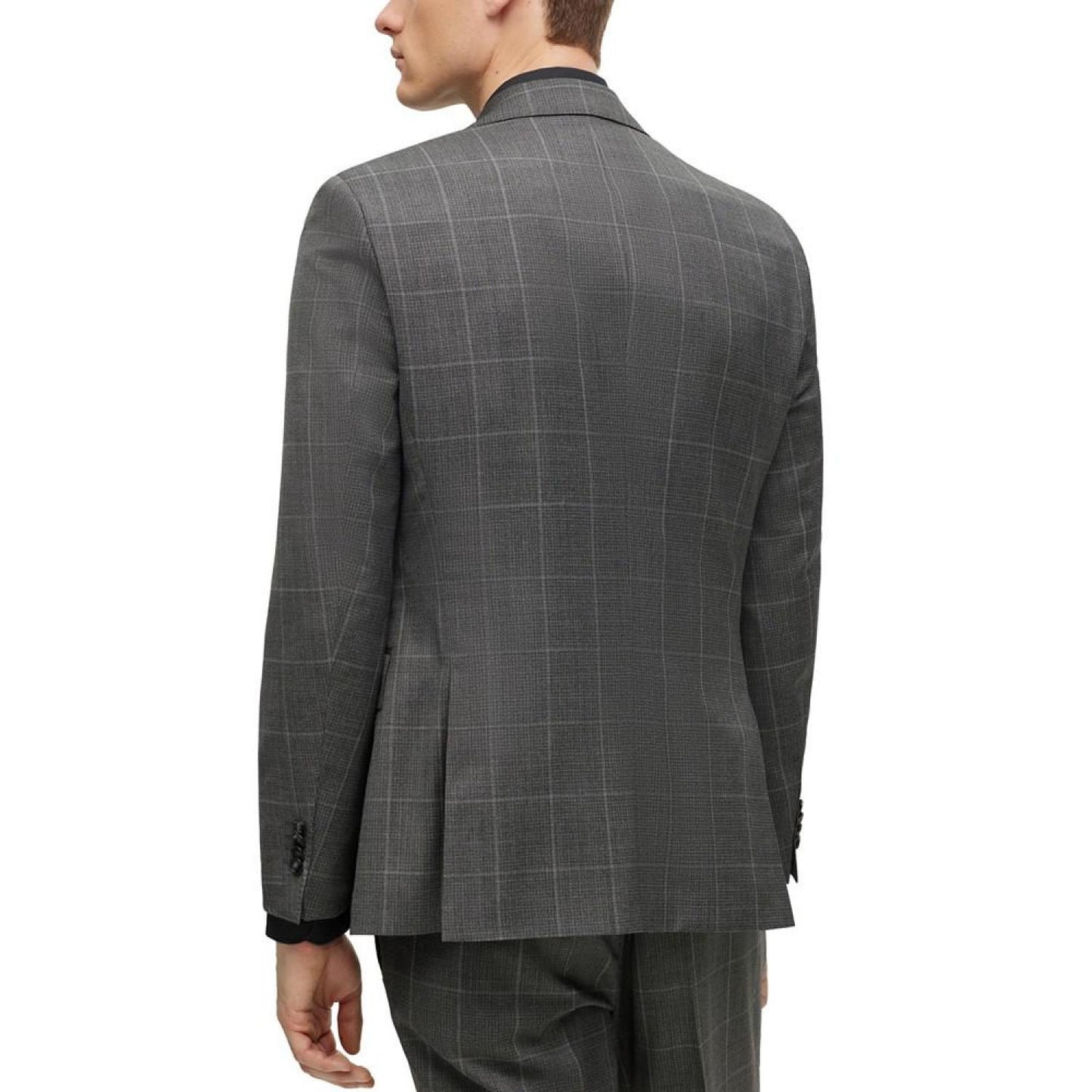 Men's Three-Piece Regular-Fit Checked Suit