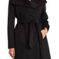 Michael Michael Kors Wool Belted Wrap Solid Black Coat