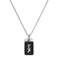 Black Signature Motif Leather Tag Pendant Necklace
