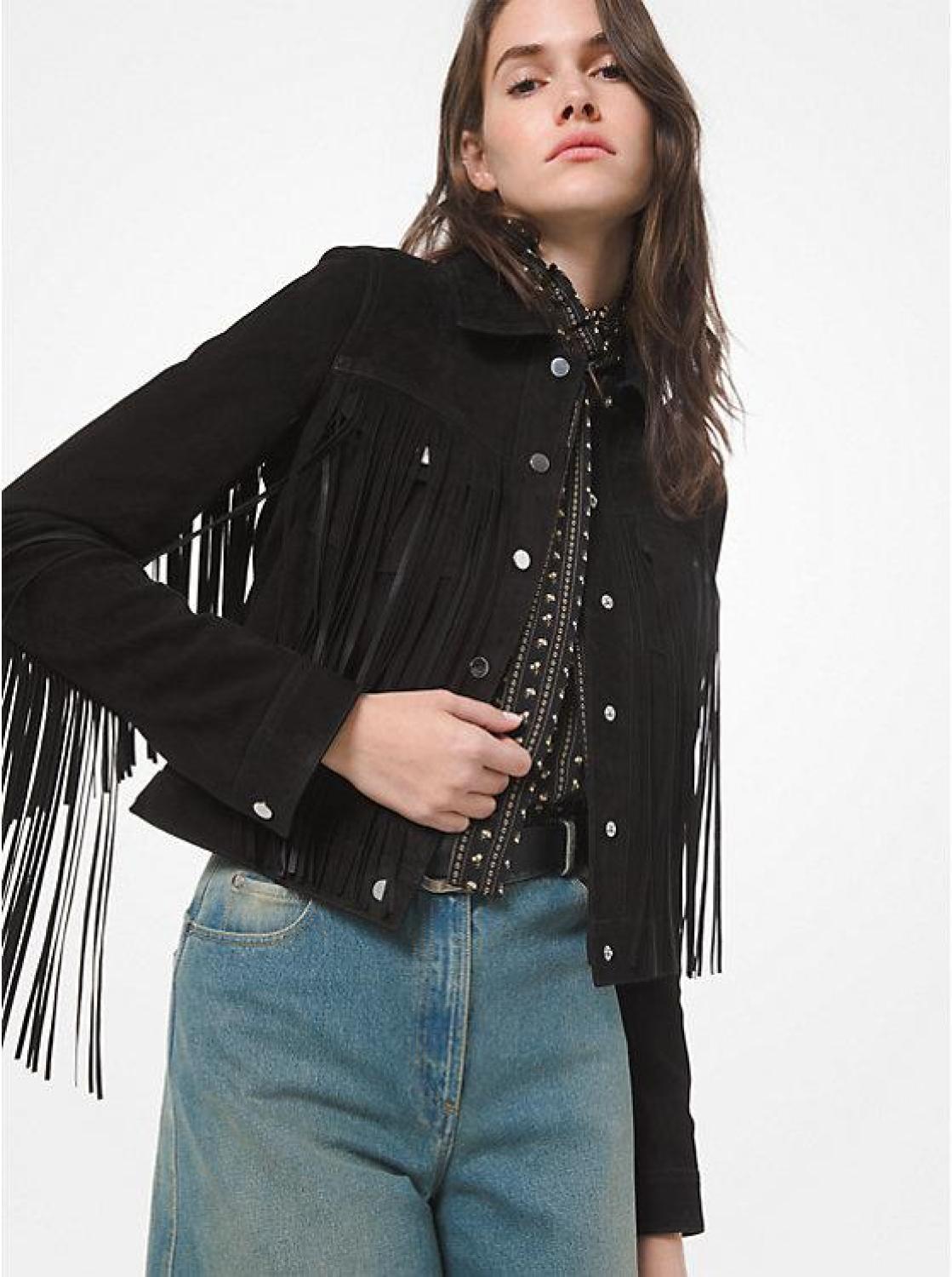 Suede Fringed Jean Jacket