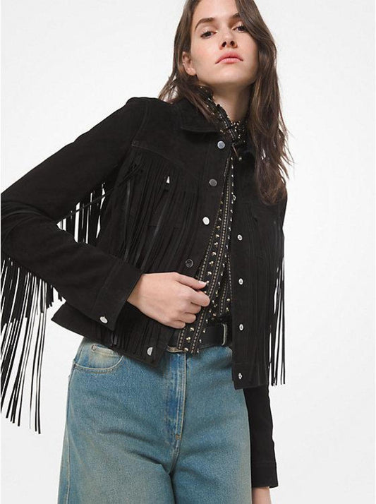 Suede Fringed Jean Jacket