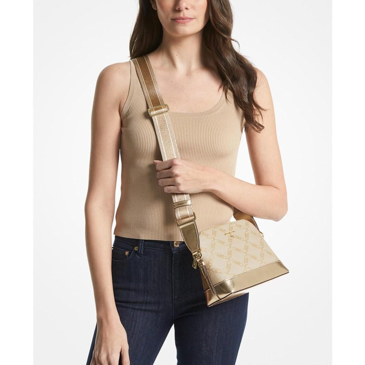Logo Jet Set Charm Large Dome Crossbody with Webbing Strap