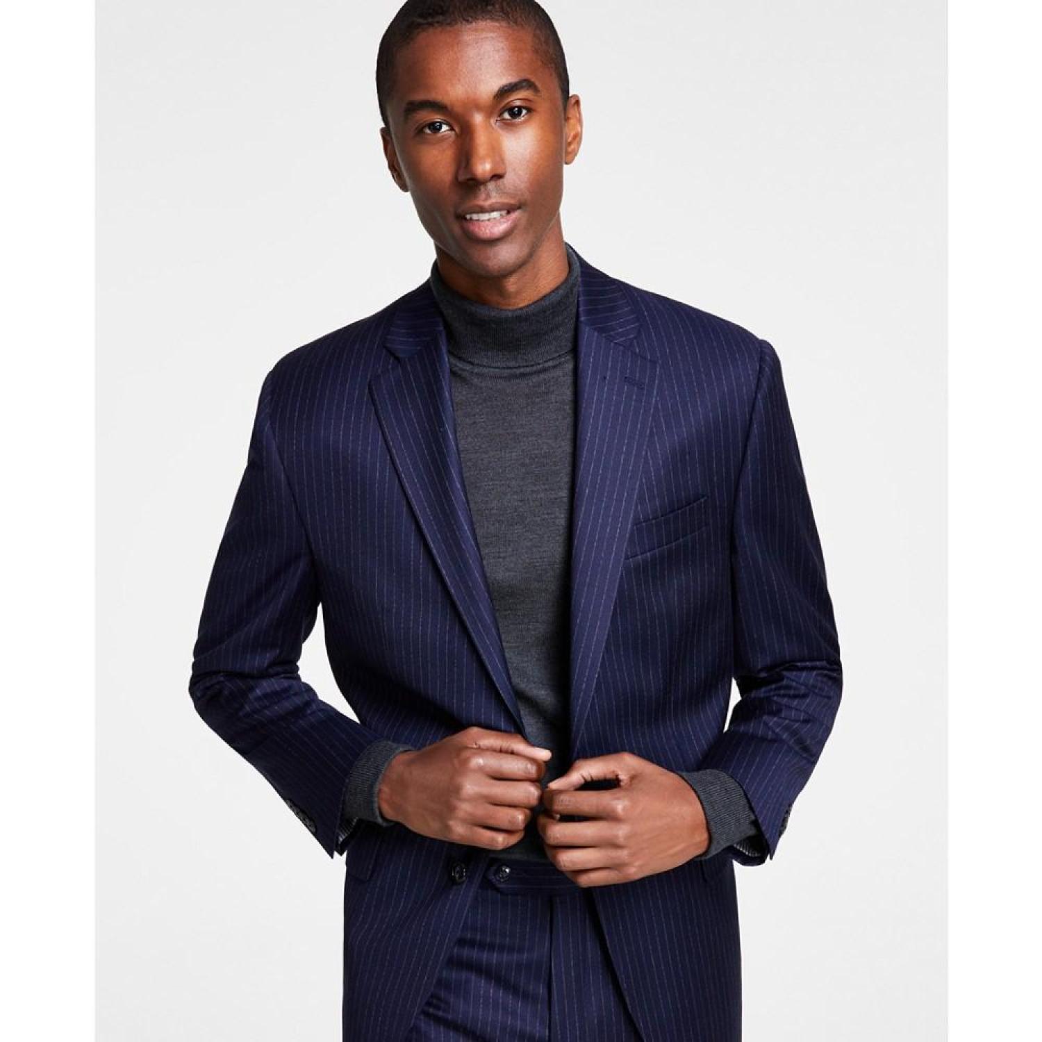 Mens navy sales pinstripe blazer