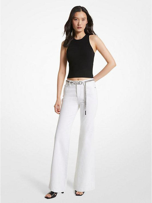 Denim Belted Flared Jeans