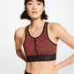 Graphic Animal Print Nylon Blend Zip-Front Sports Bra