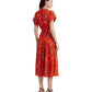 Belting-Print Belted Crepe Dress
