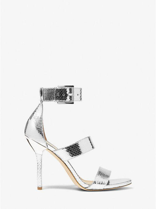 Amal Metallic Snake Embossed Leather Sandal