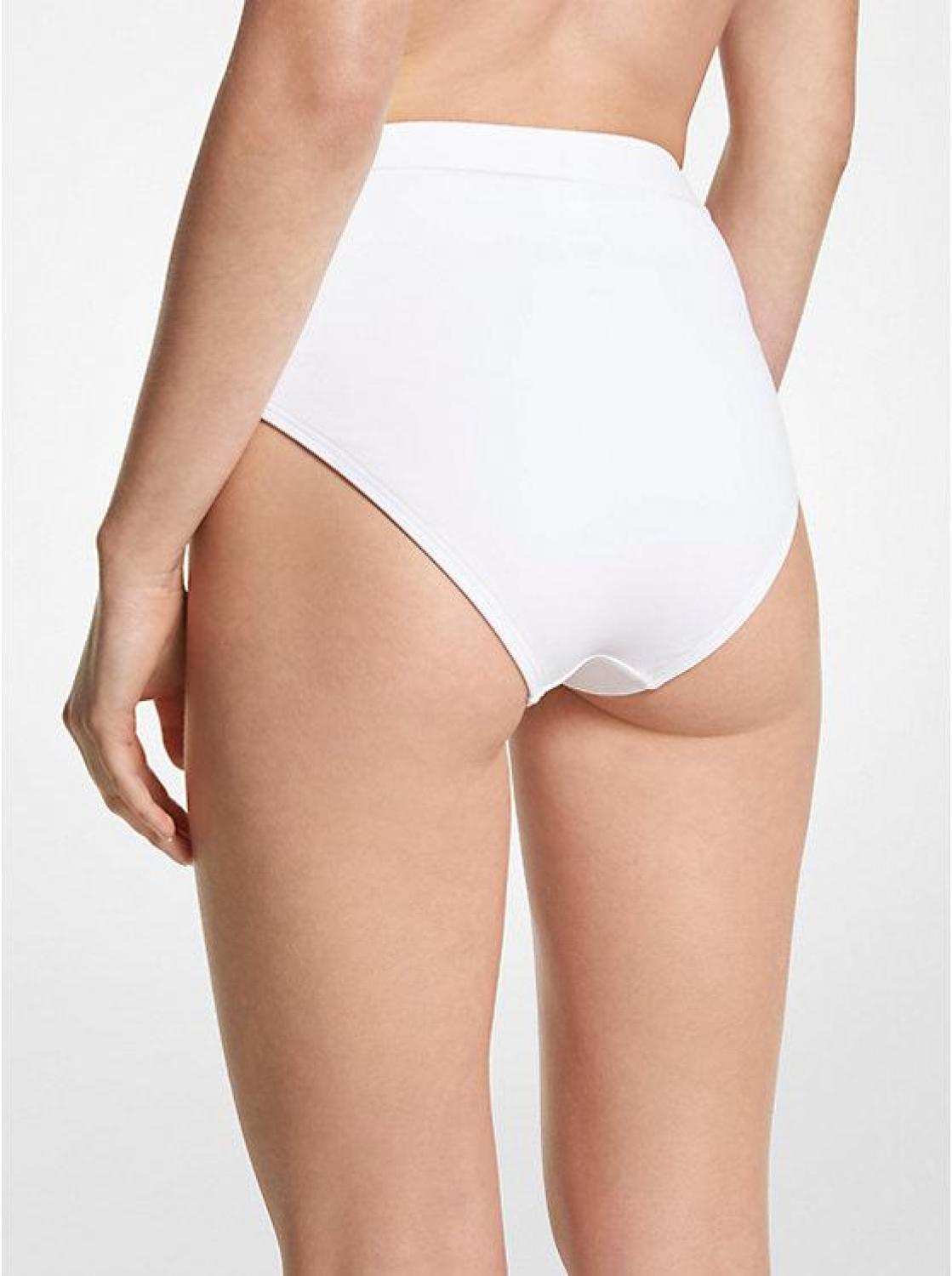 Stretch Nylon High-Waist Belted Bikini Bottom