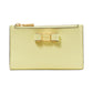 Morgan Bow Embellished Saffiano Leather Small Slim Bifold Wallet