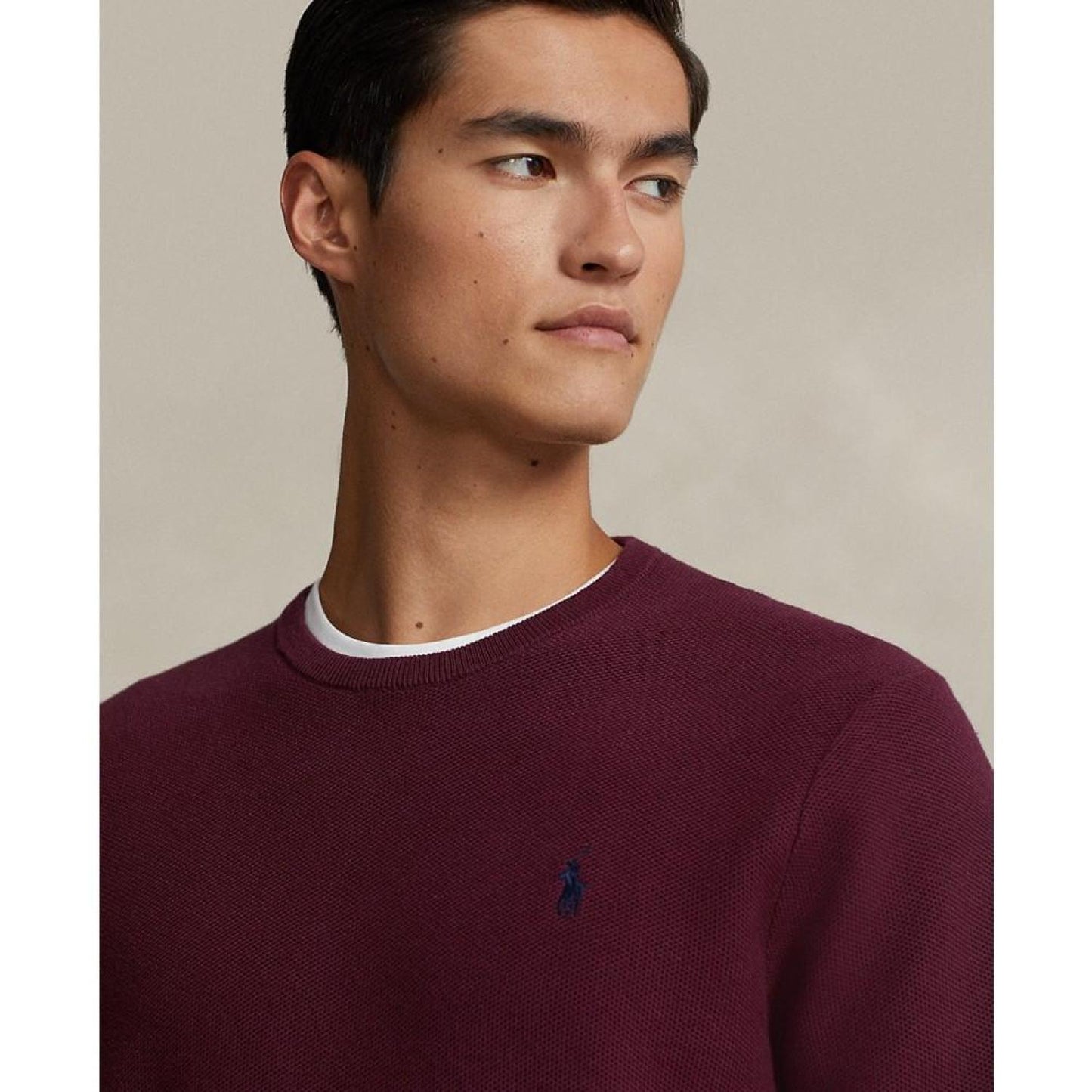 Men's Textured Cotton Crewneck Sweater