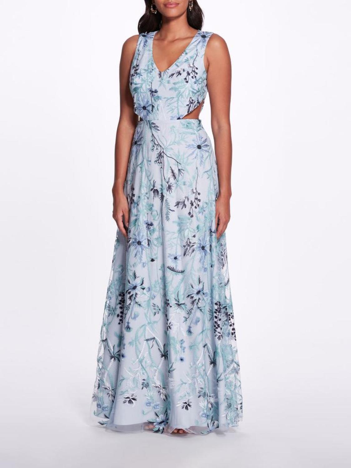 Keyhole Back Floral Gown