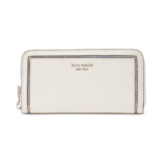 Morgan Crystal Inlay Saffiano Leather Zip Around Continental Wallet