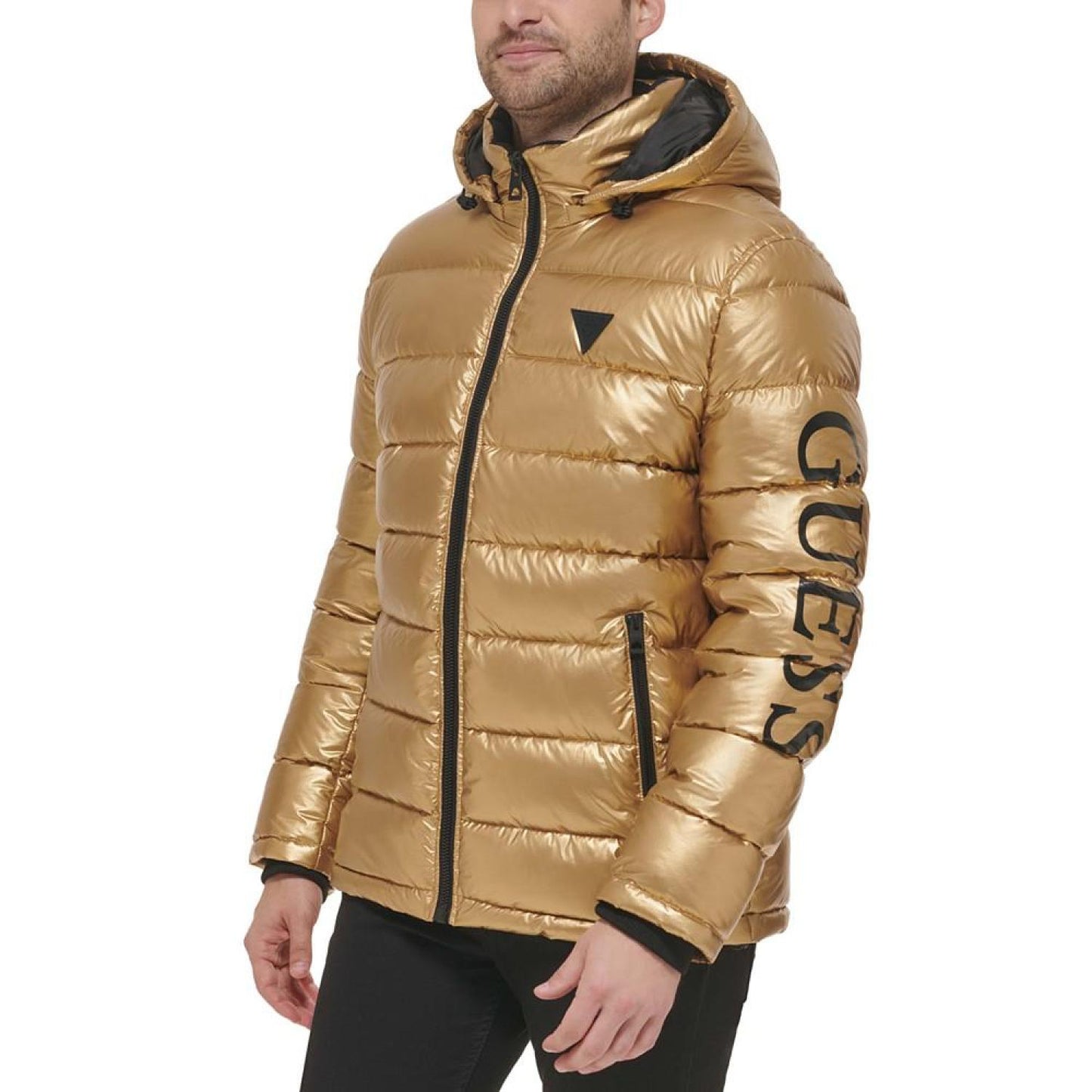 Men's Hooded Holographic Puffer Jacket, Created For Macy's