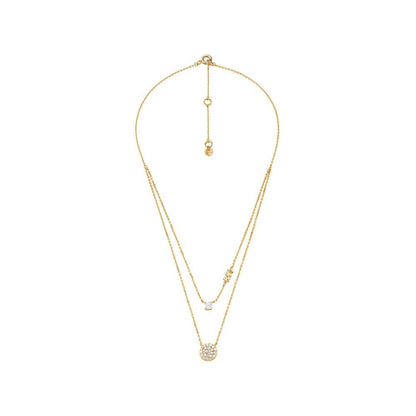 Sterling Silver Double Layered Pave Disk Necklace