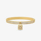 14K Gold-Plated Brass Pavé Lock Bangle