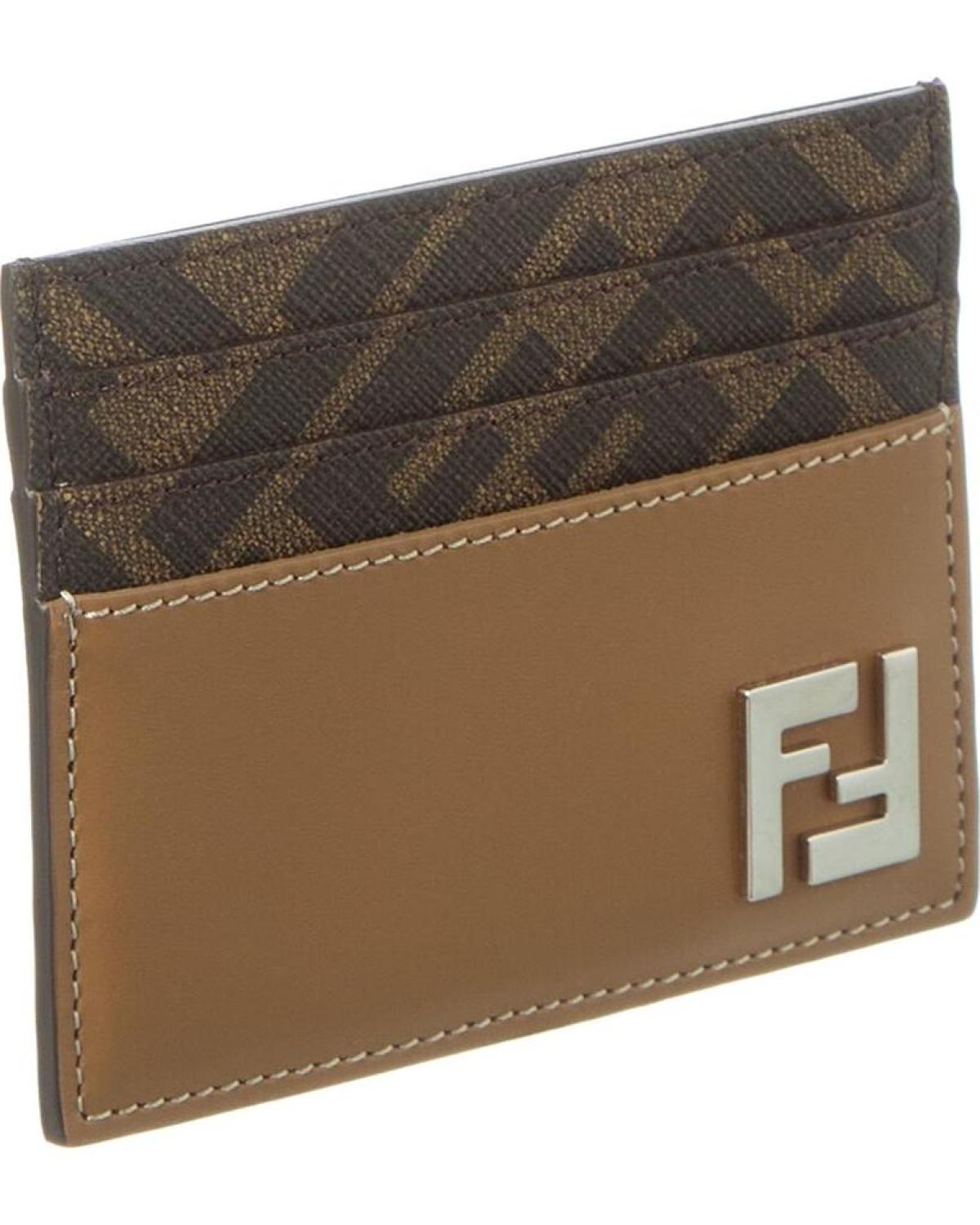FENDI FF Squared Leather Card Holder