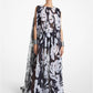 Brushstroke Floral Silk Chiffon Caftan Gown