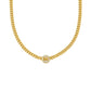 Silver-Tone or Gold-Tone Brass Pave Charm Chain Necklace