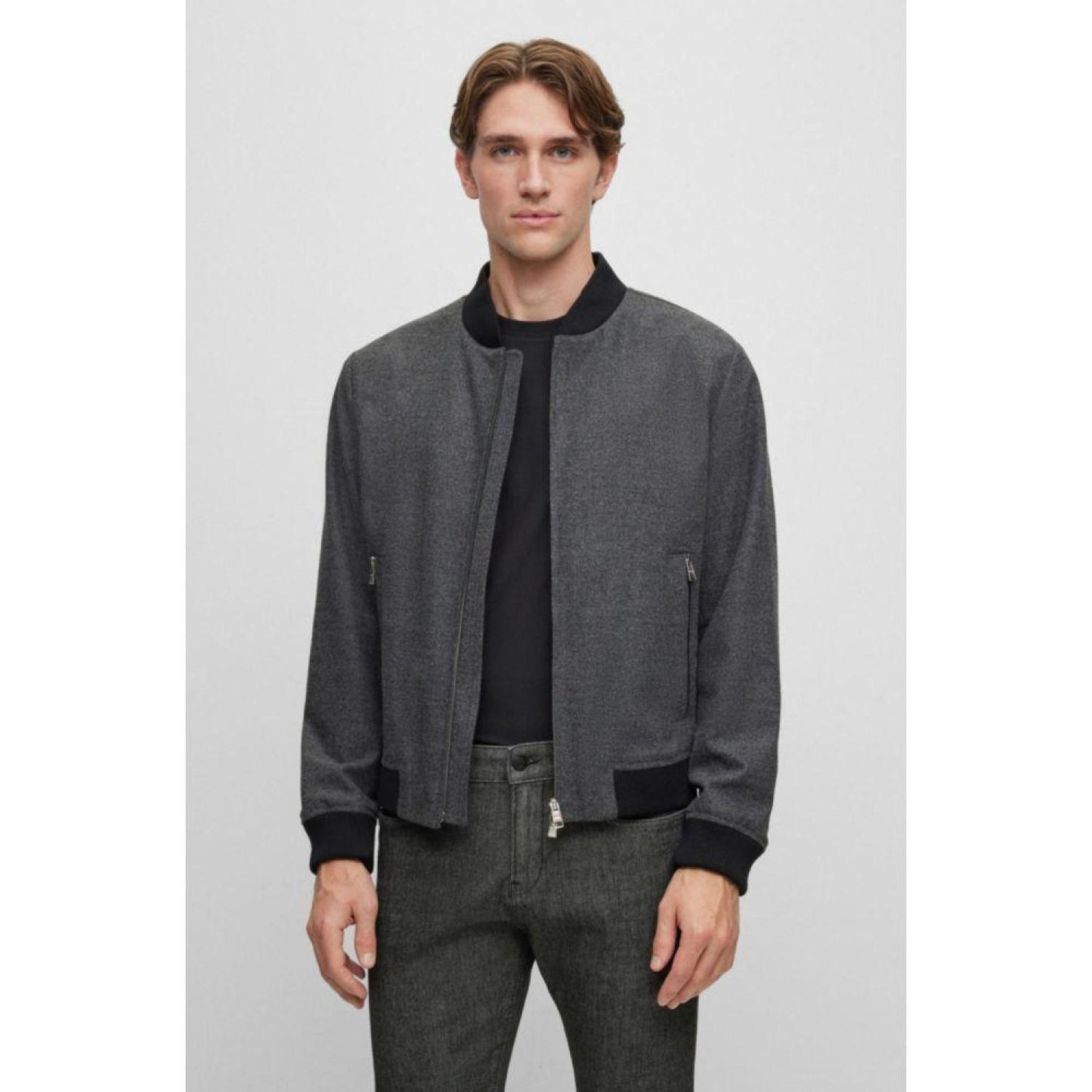Slim-fit jacket with two-way front zip