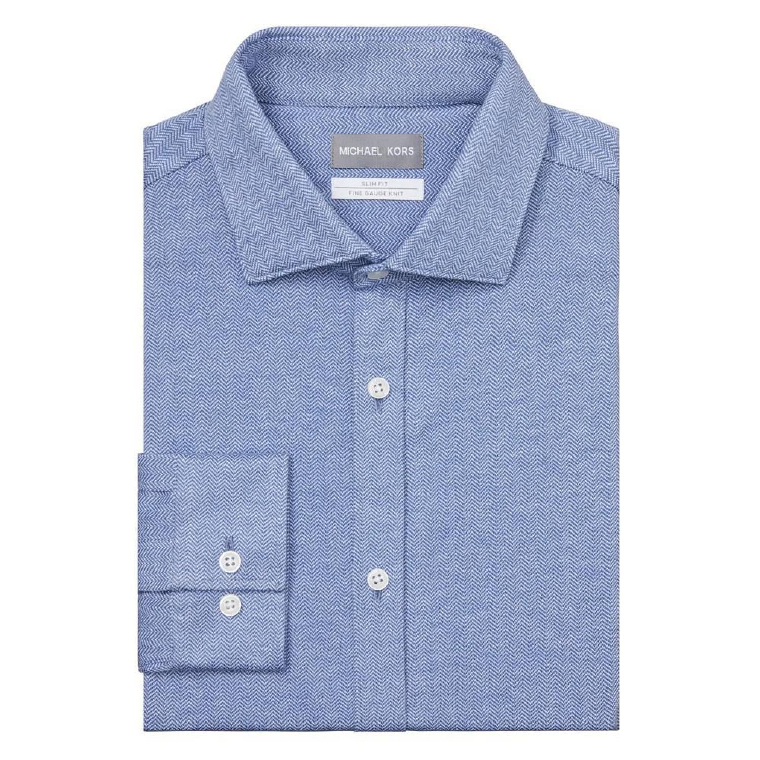 Men's Fine Gauge Knit Slim Fit Untucked Dress Shirt Men's Fine Gauge Knit Slim Fit Untucked Dress Shirt