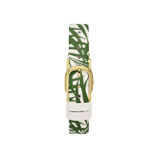 Women's Brookville in Gold-Tone Plated  with Green White Leather Strap Watch 12mm