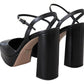 Prada Capretto Patent Sandals Ankle Strap Heels Women's Shoes