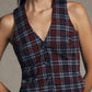 Plaid Button-Front Vest In Navy