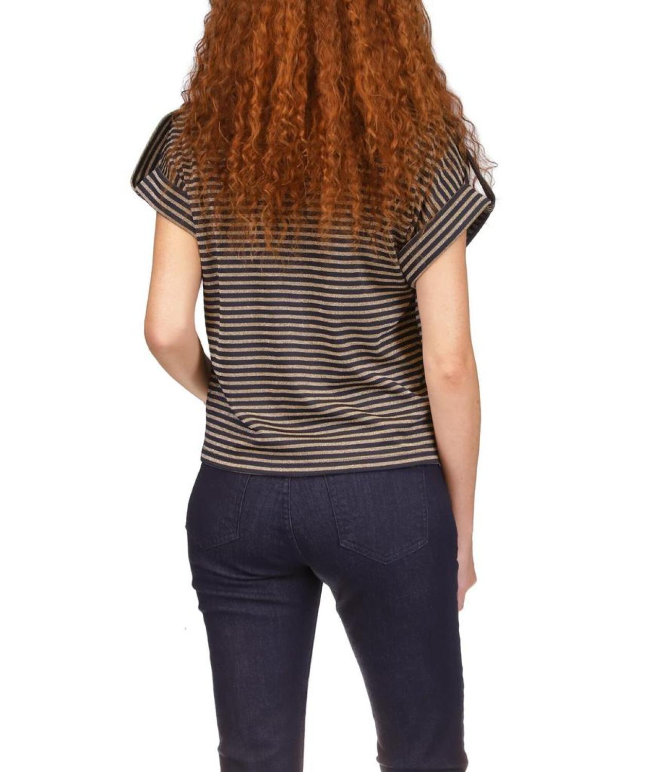 Stripe Snap Epaulette T-Shirt