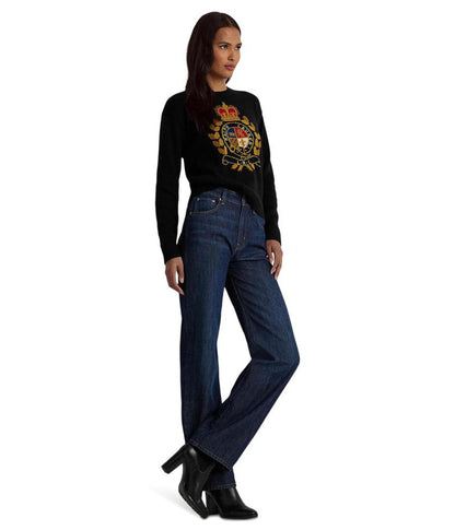 Intarsia-Knit Crest Cotton-Blend Sweater