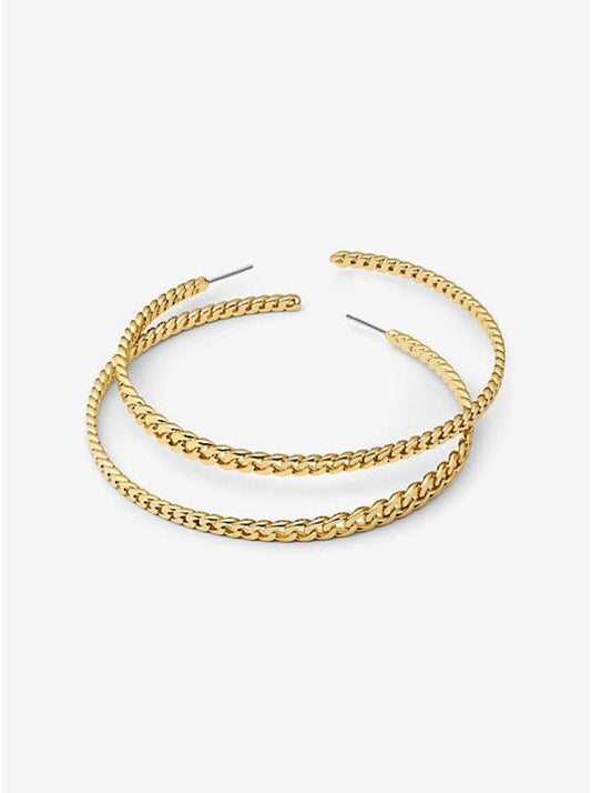 14K Gold-Plated Brass Curb Link Hoop Earrings