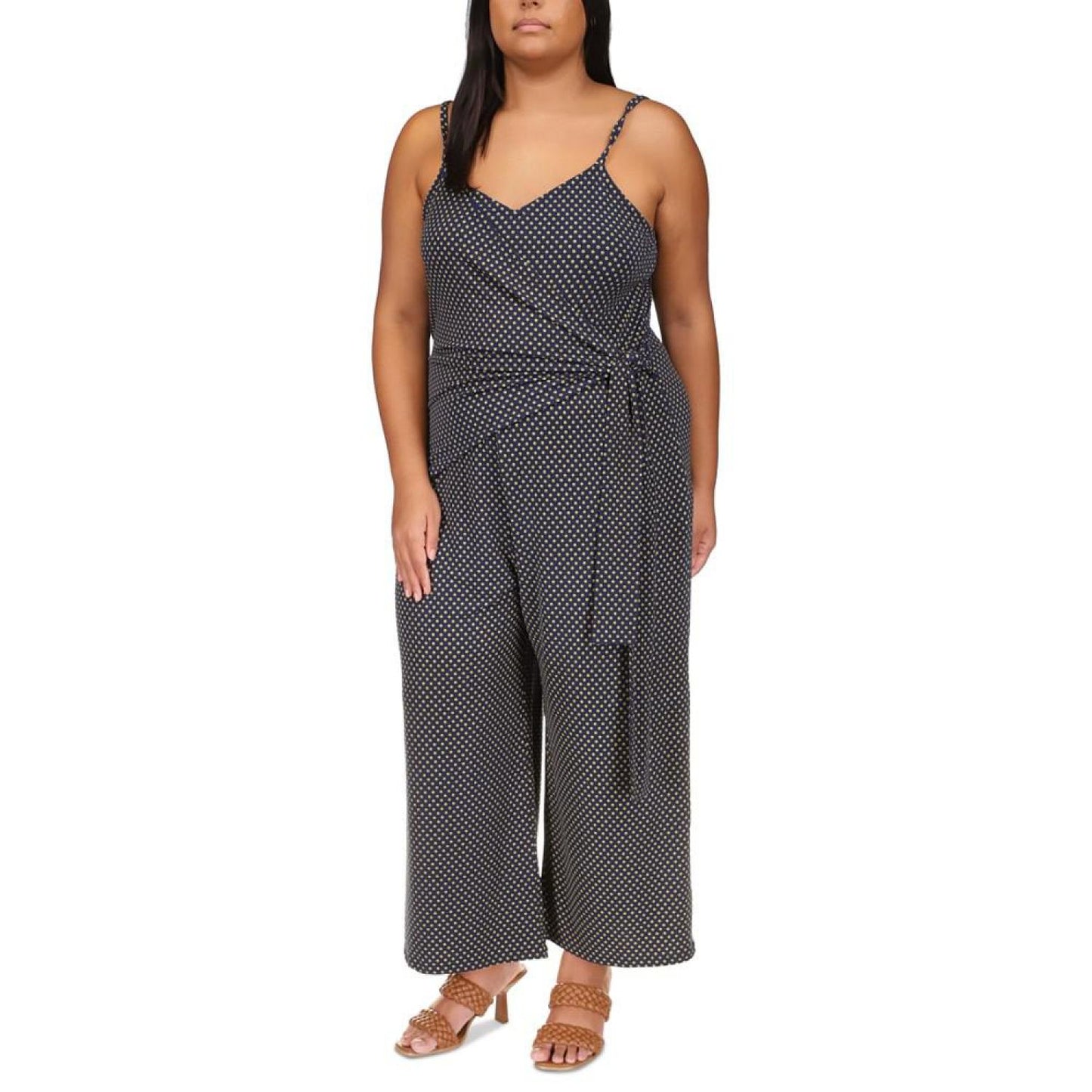 Plus Size Printed Side-Tie Jumpsuit