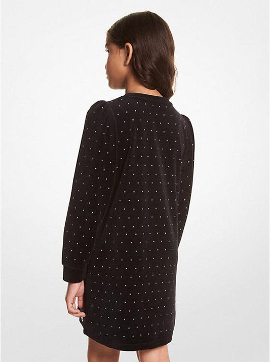 Embellished Velvet Cotton Blend Dress