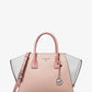 Avril Large Color-Block Pebbled Leather Top-Zip Satchel