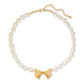 Gold-Tone Pavé Bow & Freshwater Pearl Pendant Necklace, 17" + 3" extender