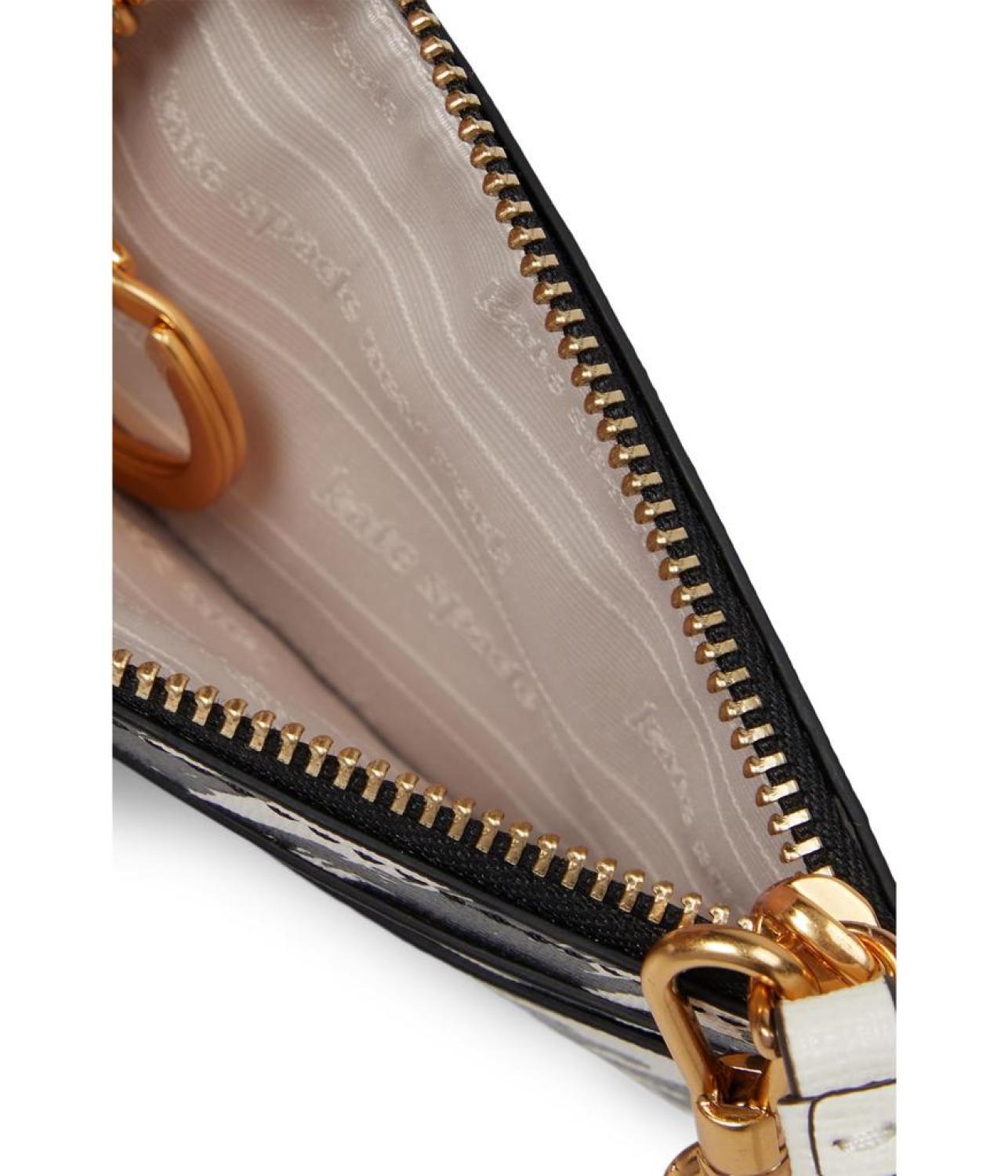 Morgan Painterly Houndstooth Embossed Saffiano Leather Coin Card Case Wristlet