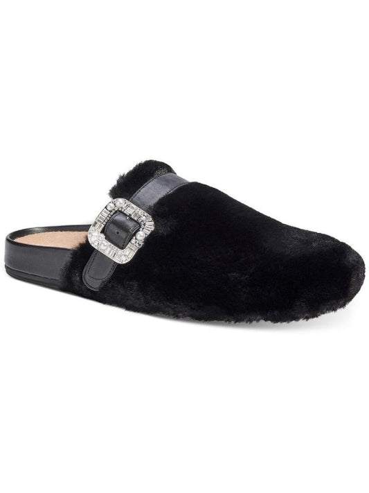 Cici Womens Faux Fur Buckle Slide Slippers