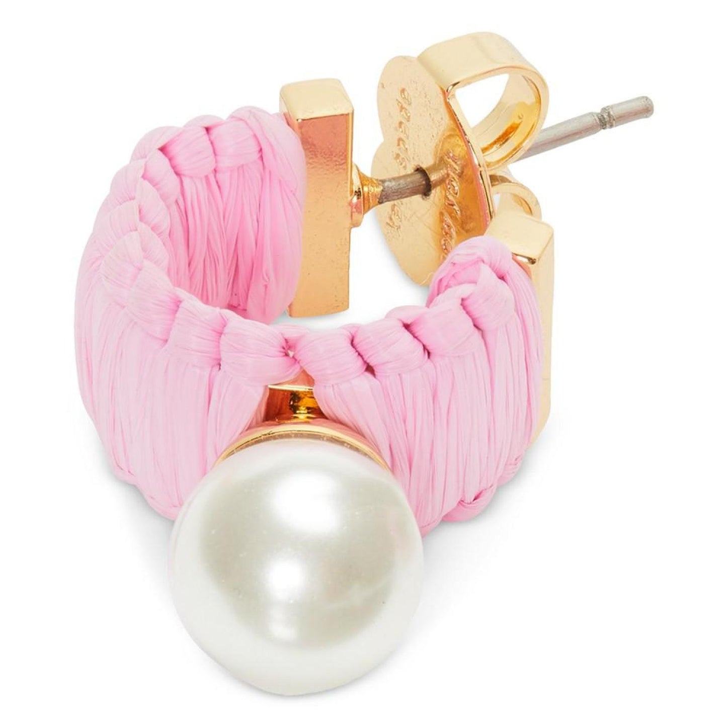Francesca Gold-Tone Imitation Pearl & Raffia Mini Hoop Earrings