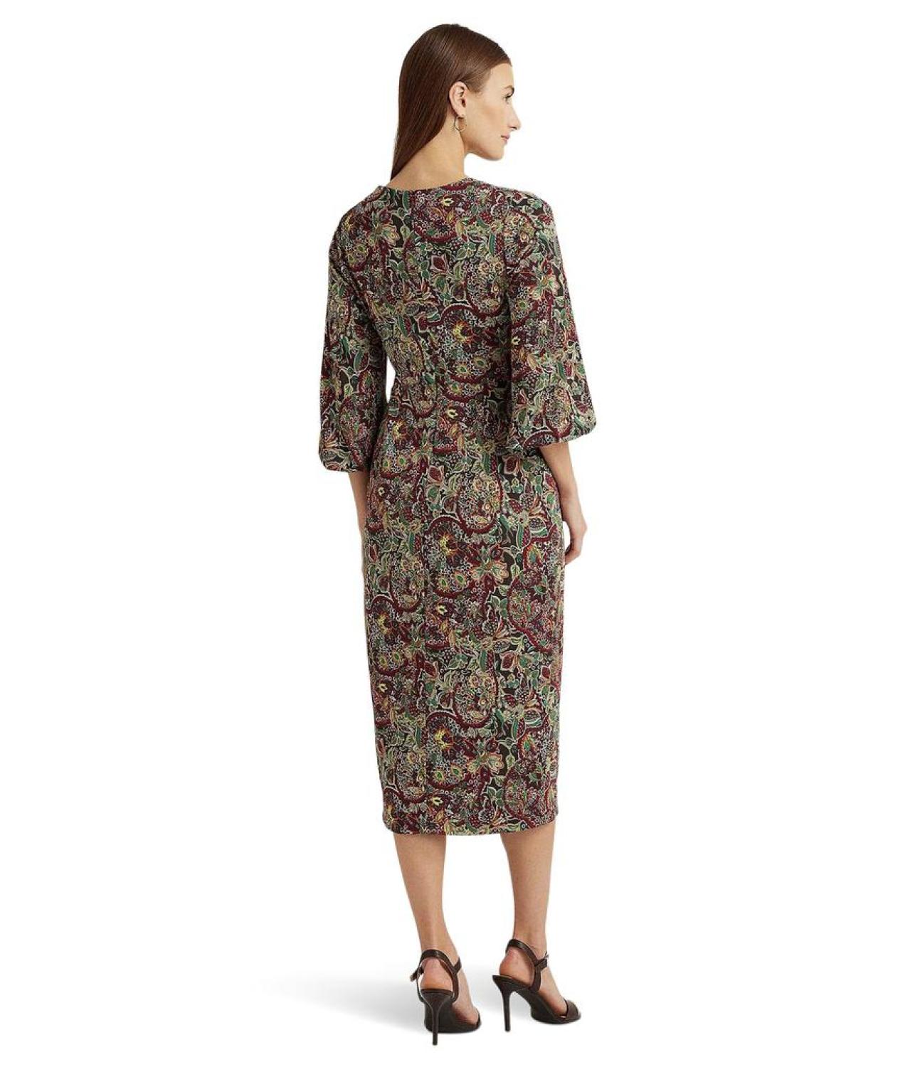 Floral Jersey Tie Front Midi Dress