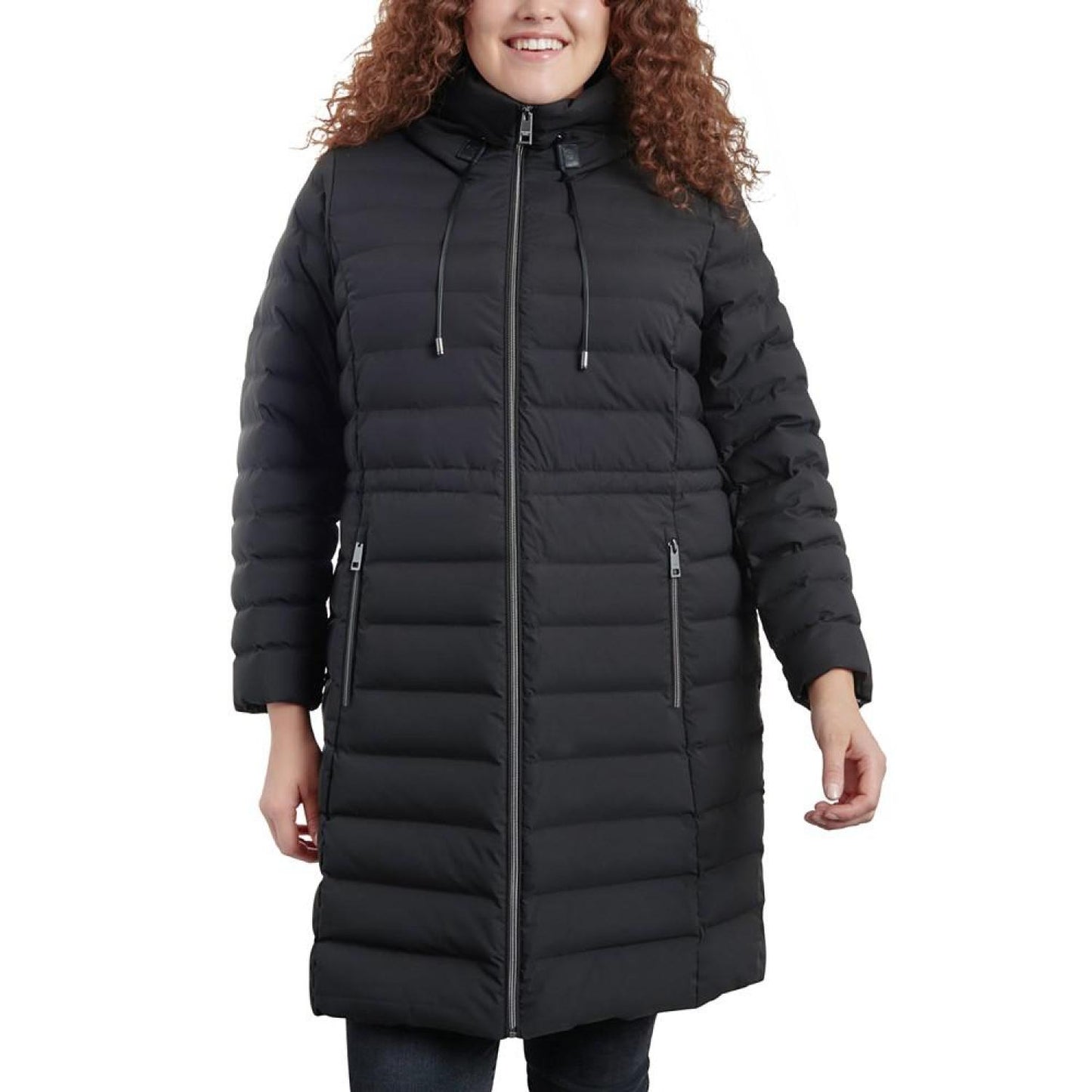 Women's Plus Size Hooded Faux-Leather-Trim Anorak Puffer Coat