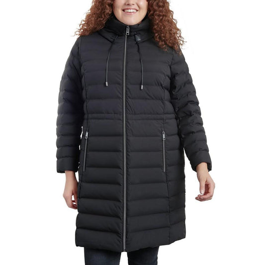 Women's Plus Size Hooded Faux-Leather-Trim Anorak Puffer Coat