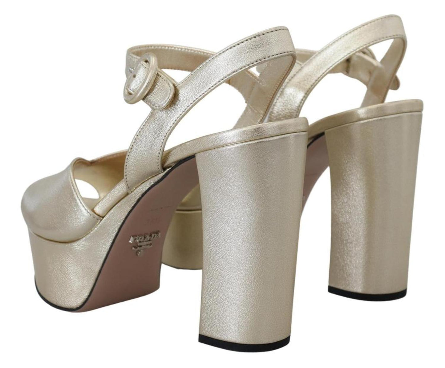Prada Nappa Leather Sandals Ankle Strap Heels Women's Shoes