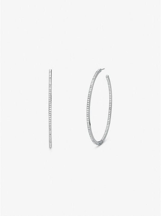 Precious Metal-Plated Brass Pavé Hoop Earrings